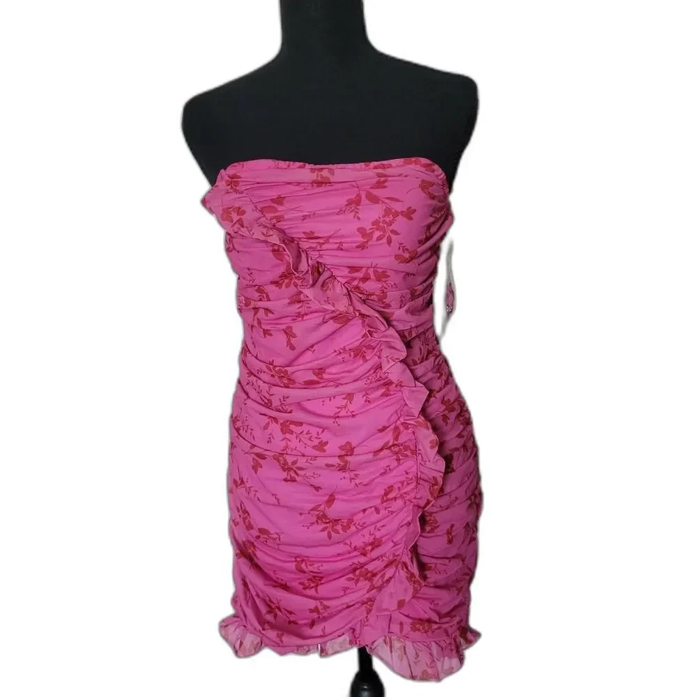 NWT Wild-fable Women's Pink Strapless Dress w/optional Straps Size M